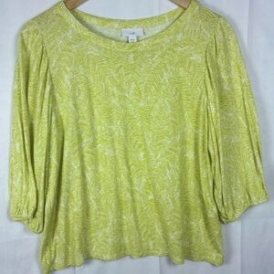 J. Jill Chartreuse Patterned Blouse